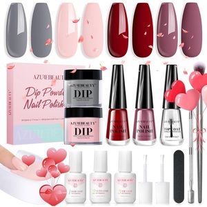 NEW Dip Powder Nail Kit Starter & Nail Polish Quick-drying Long Lasting Top Coat